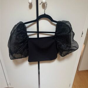 Black Puff Sleeve Top